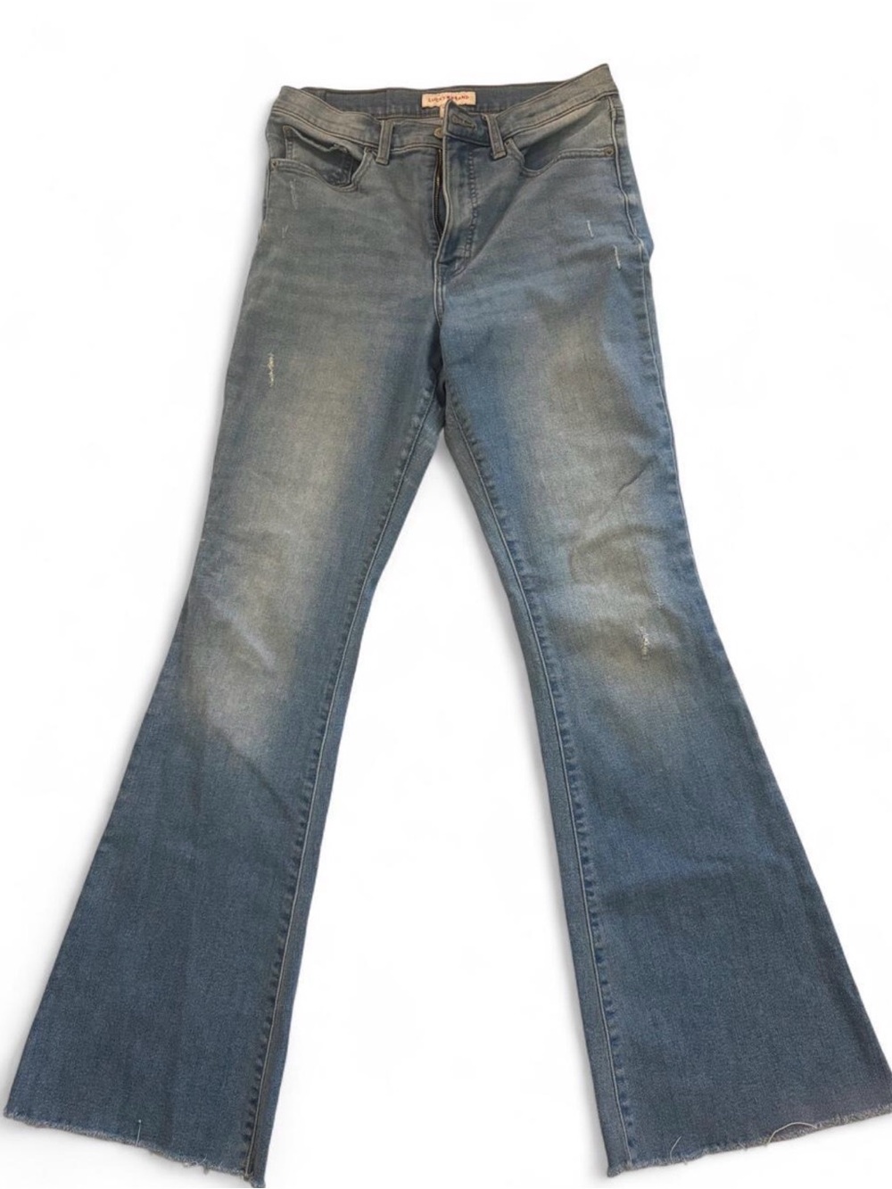 Lucky Brand Stevie High Rise Flare Jeans 10/30R Light Wash Y2K Raw Hem